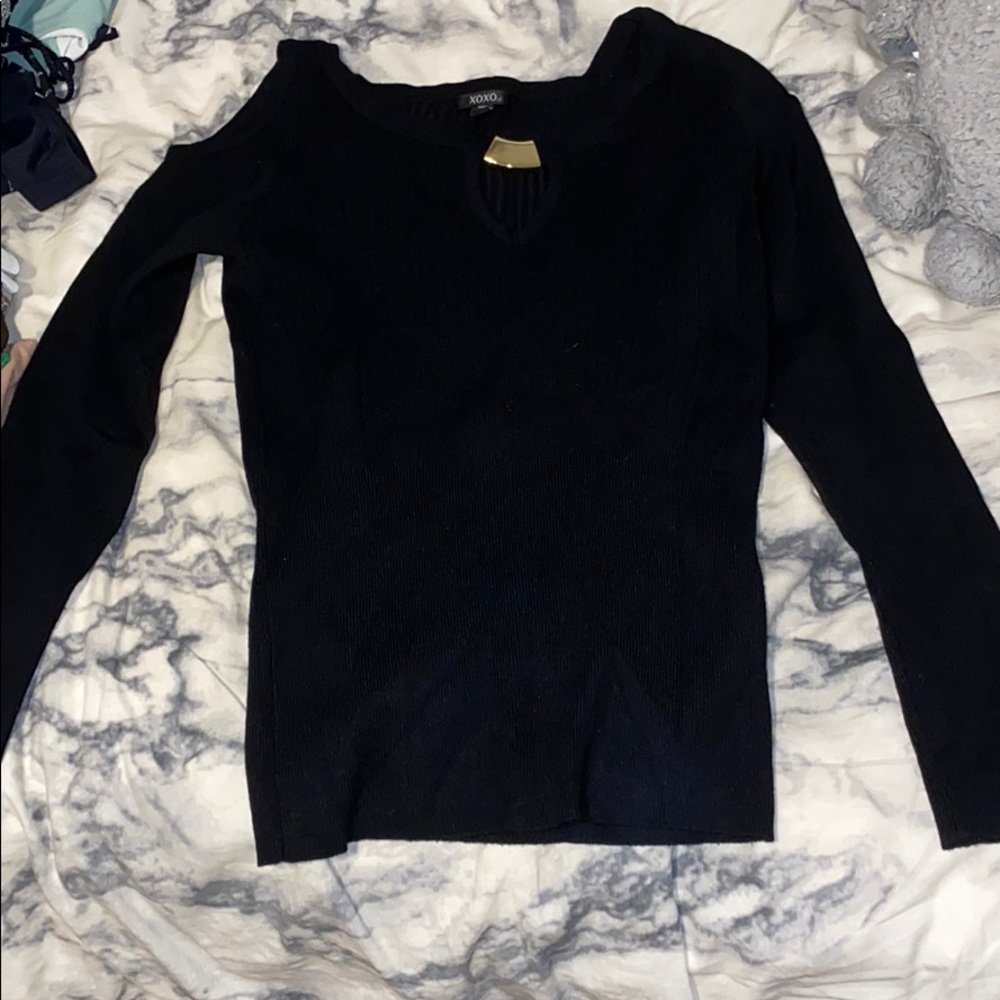 Black Cold Shoulder Sweater